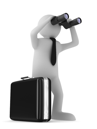 12963953 - man with binocular on white background. isolated 3d image